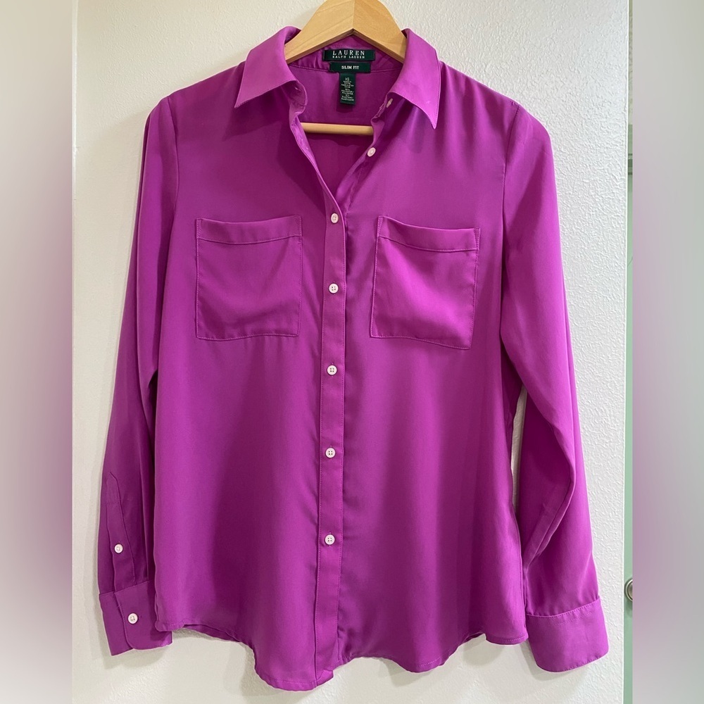 Ralph Lauren Slim Fit Magenta Button Down Shirt XS